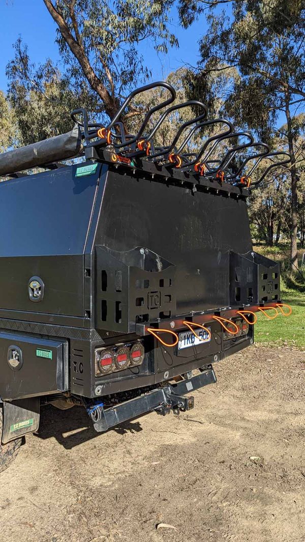 Shingleback Canopy Bike Rack with TC Canopy on back of Ford Ranger ute