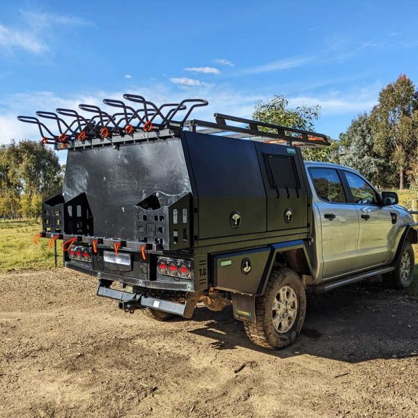 Shingleback Canopy bike rack for utes with a canopy or service body